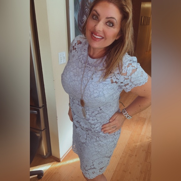 Lauren Ralph Lauren Lace Midi Dress in Light Blue - Picture 2 of 13